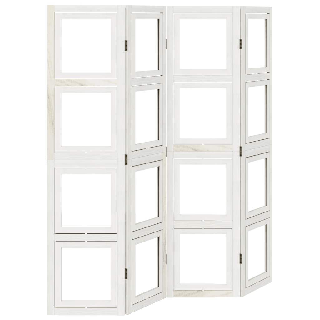 vidaXL Room Divider 4 Panels White Solid Wood Paulownia
