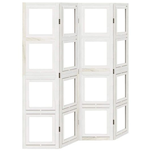 vidaXL Room Divider 4 Panels White Solid Wood Paulownia
