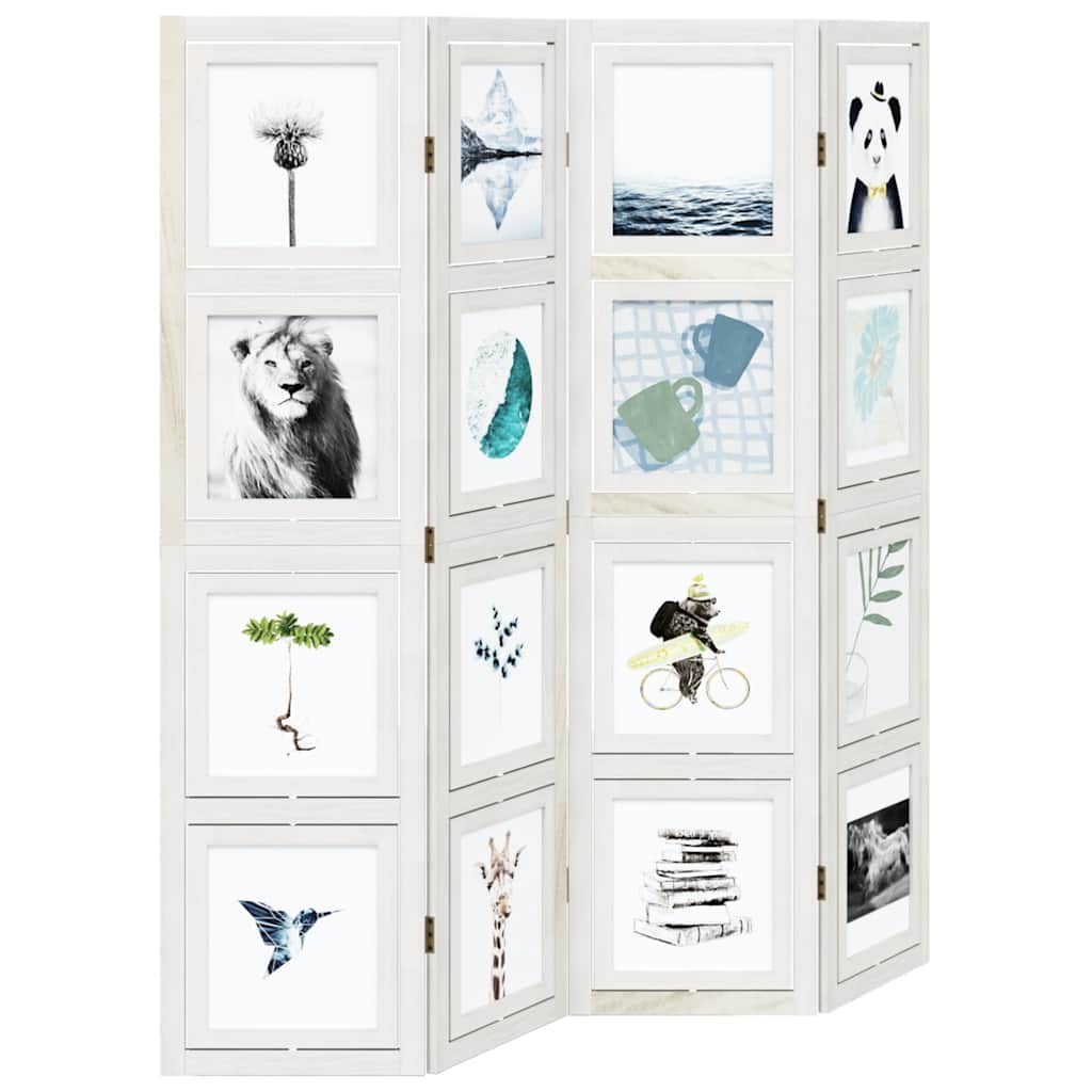 vidaXL Room Divider 4 Panels White Solid Wood Paulownia