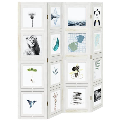 vidaXL Room Divider 4 Panels White Solid Wood Paulownia