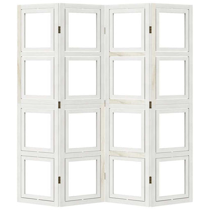vidaXL Room Divider 4 Panels White Solid Wood Paulownia