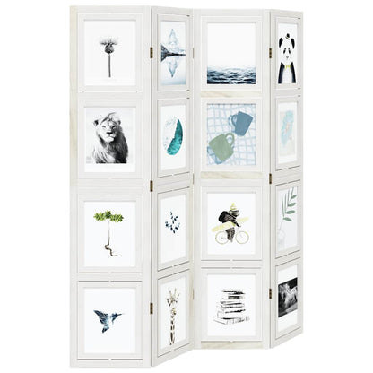 vidaXL Room Divider 4 Panels White Solid Wood Paulownia