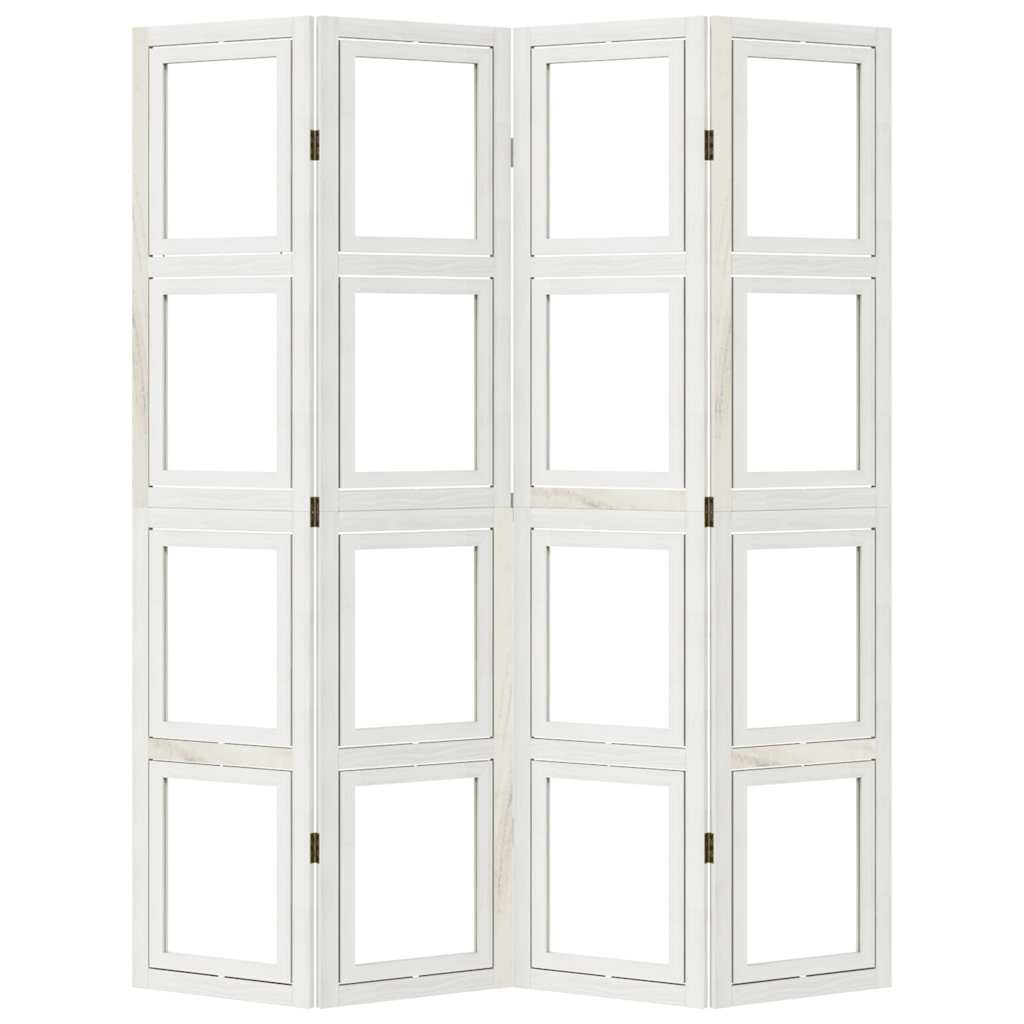 vidaXL Room Divider 4 Panels White Solid Wood Paulownia