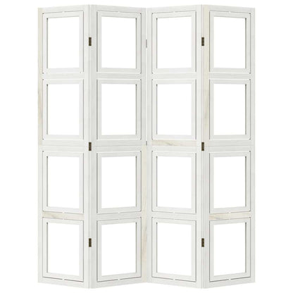 vidaXL Room Divider 4 Panels White Solid Wood Paulownia