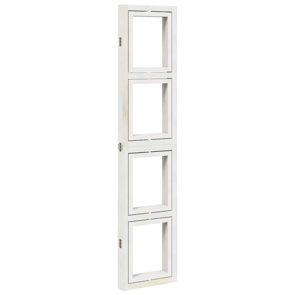 vidaXL Room Divider 4 Panels White Solid Wood Paulownia