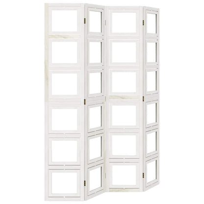 vidaXL Room Divider 4 Panels White Solid Wood Paulownia