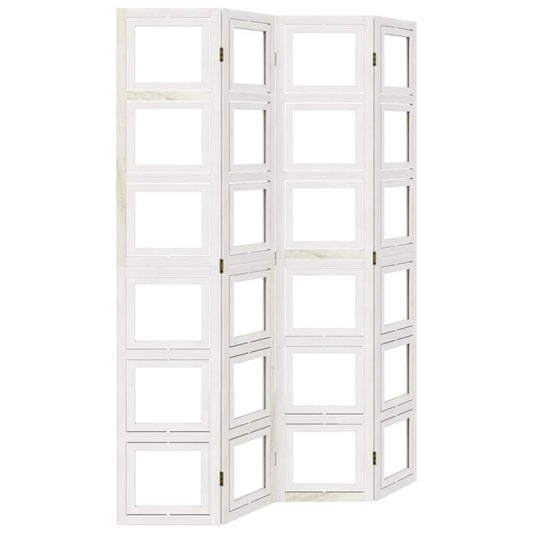 vidaXL Room Divider 4 Panels White Solid Wood Paulownia