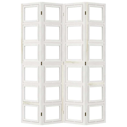 vidaXL Room Divider 4 Panels White Solid Wood Paulownia