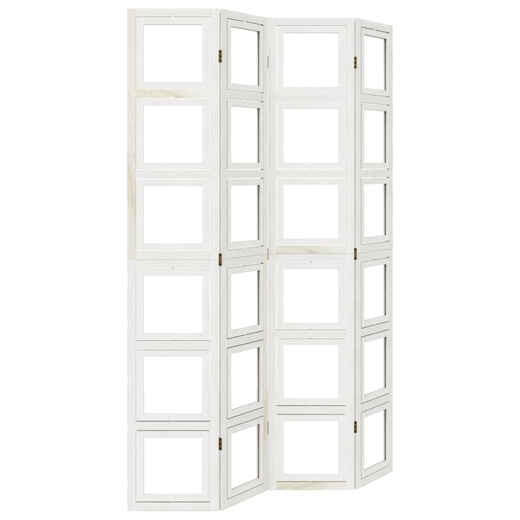 vidaXL Room Divider 4 Panels White Solid Wood Paulownia