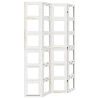 vidaXL Room Divider 4 Panels White Solid Wood Paulownia