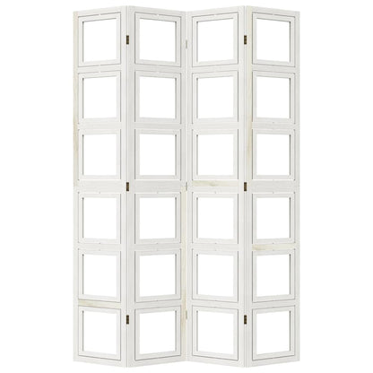 vidaXL Room Divider 4 Panels White Solid Wood Paulownia