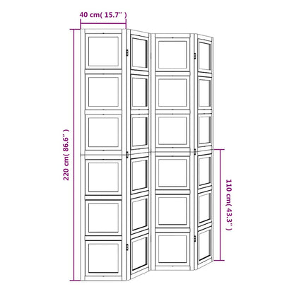 vidaXL Room Divider 4 Panels White Solid Wood Paulownia