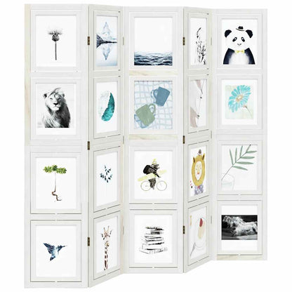 vidaXL Room Divider 5 Panels White Solid Wood Paulownia