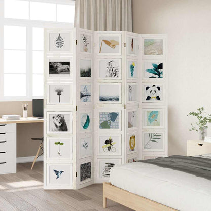 vidaXL Room Divider 5 Panels White Solid Wood Paulownia