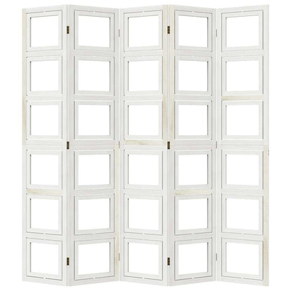 vidaXL Room Divider 5 Panels White Solid Wood Paulownia