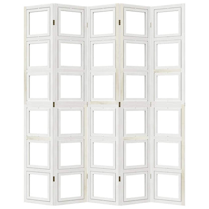 vidaXL Room Divider 5 Panels White Solid Wood Paulownia