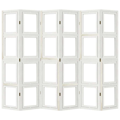 vidaXL Room Divider 6 Panels White Solid Wood Paulownia