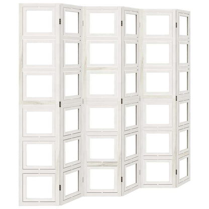vidaXL Room Divider 6 Panels White Solid Wood Paulownia