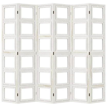 vidaXL Room Divider 6 Panels White Solid Wood Paulownia