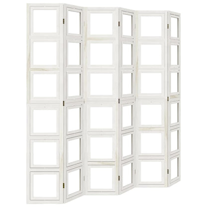 vidaXL Room Divider 6 Panels White Solid Wood Paulownia