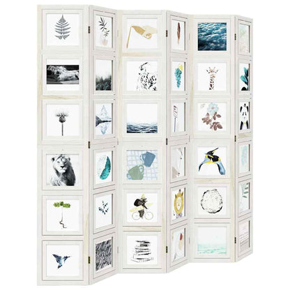 vidaXL Room Divider 6 Panels White Solid Wood Paulownia
