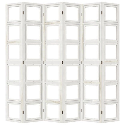 vidaXL Room Divider 6 Panels White Solid Wood Paulownia