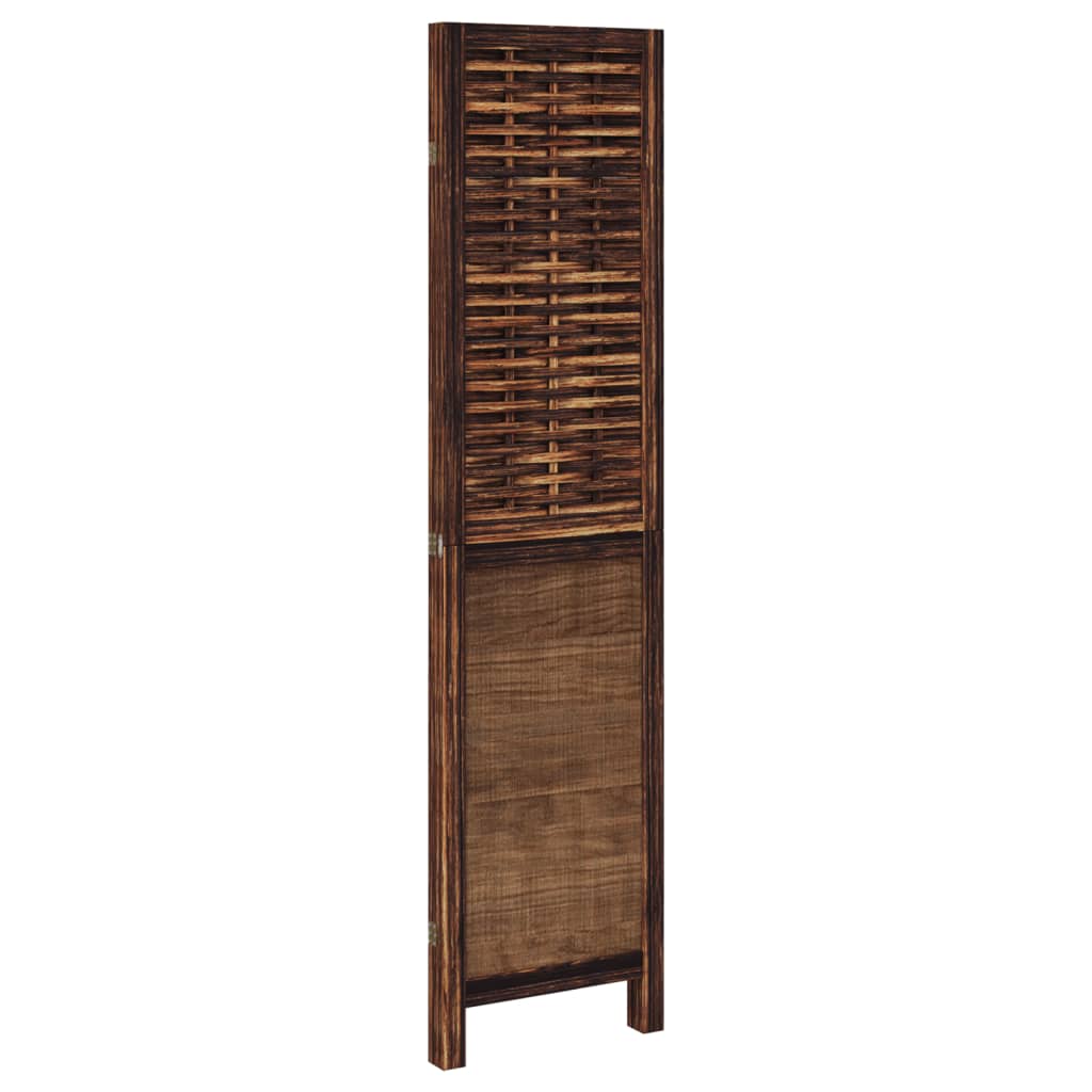 vidaXL Room Divider 3 Panels Dark Brown Solid Wood Paulownia