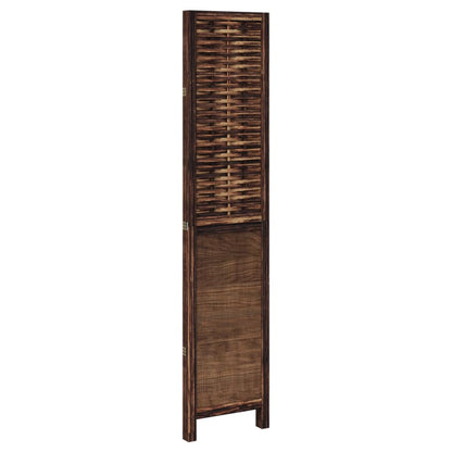 vidaXL Room Divider 3 Panels Dark Brown Solid Wood Paulownia