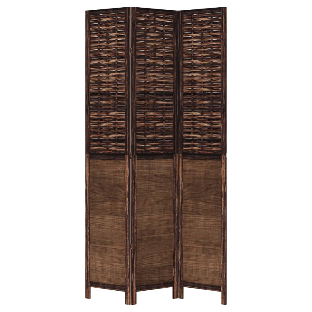 vidaXL Room Divider 3 Panels Dark Brown Solid Wood Paulownia