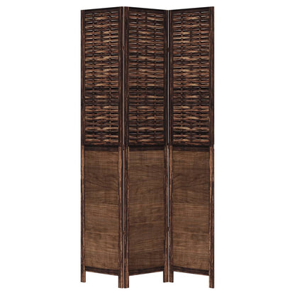 vidaXL Room Divider 3 Panels Dark Brown Solid Wood Paulownia