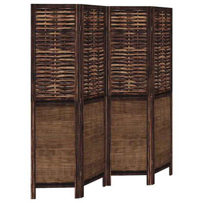 vidaXL Room Divider 4 Panels Dark Brown Solid Wood Paulownia