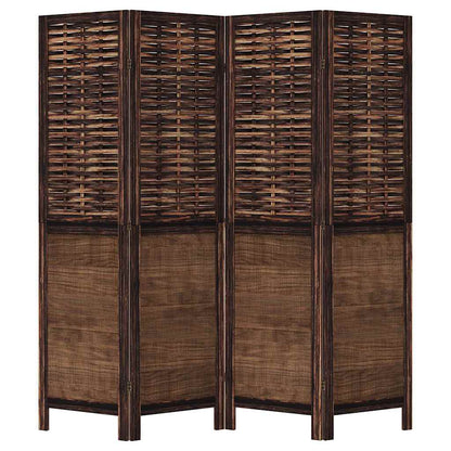 vidaXL Room Divider 4 Panels Dark Brown Solid Wood Paulownia