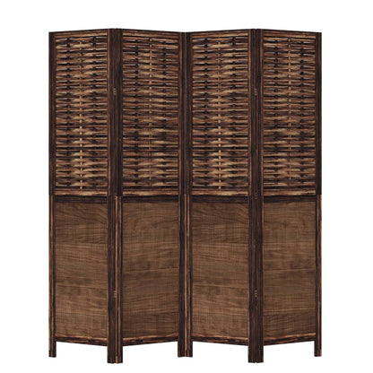 vidaXL Room Divider 4 Panels Dark Brown Solid Wood Paulownia