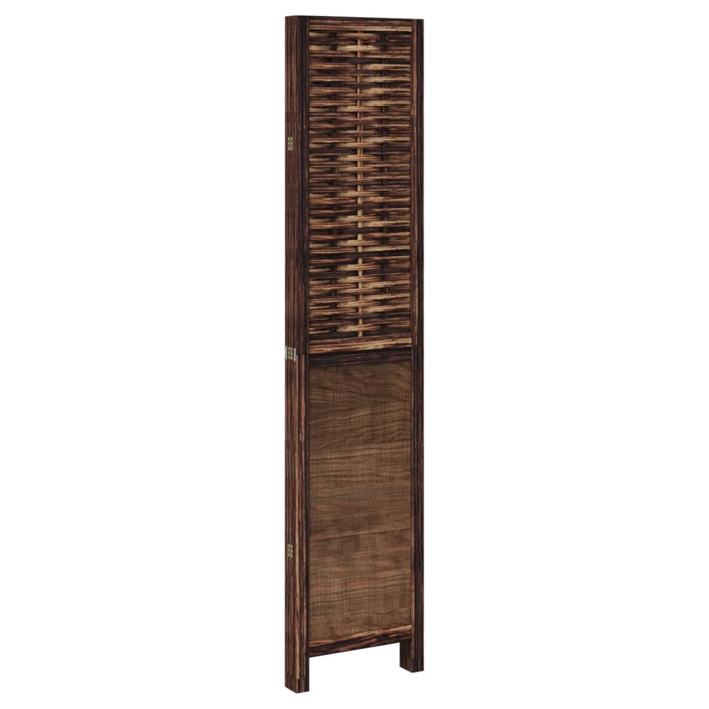 vidaXL Room Divider 4 Panels Dark Brown Solid Wood Paulownia