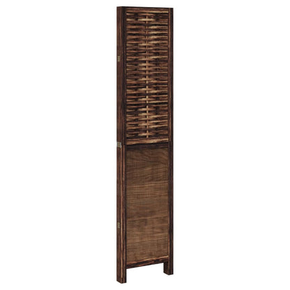 vidaXL Room Divider 4 Panels Dark Brown Solid Wood Paulownia