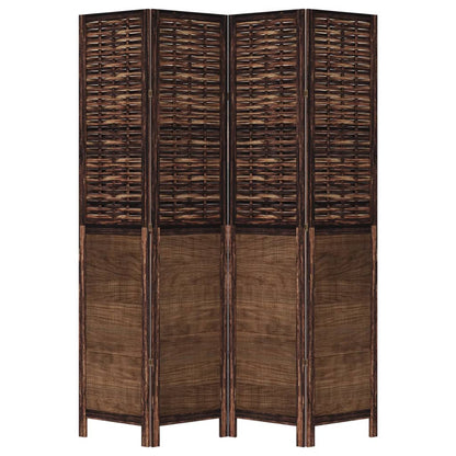 vidaXL Room Divider 4 Panels Dark Brown Solid Wood Paulownia