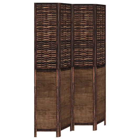 vidaXL Room Divider 4 Panels Dark Brown Solid Wood Paulownia