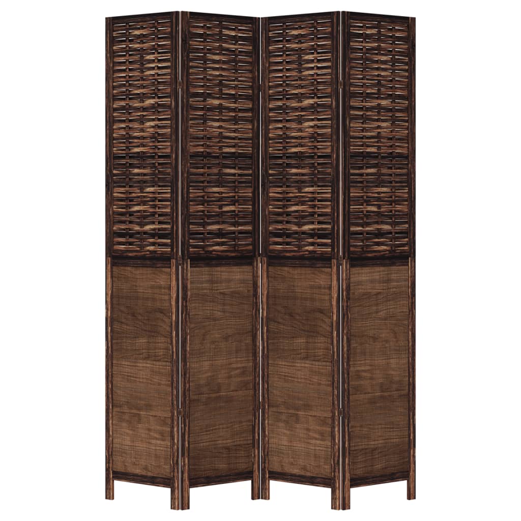 vidaXL Room Divider 4 Panels Dark Brown Solid Wood Paulownia
