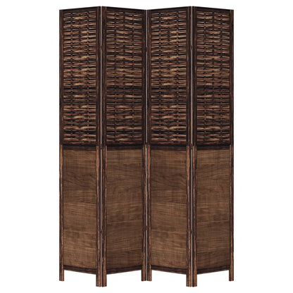 vidaXL Room Divider 4 Panels Dark Brown Solid Wood Paulownia