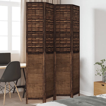 vidaXL Room Divider 4 Panels Dark Brown Solid Wood Paulownia