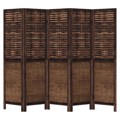 vidaXL Room Divider 5 Panels Dark Brown Solid Wood Paulownia