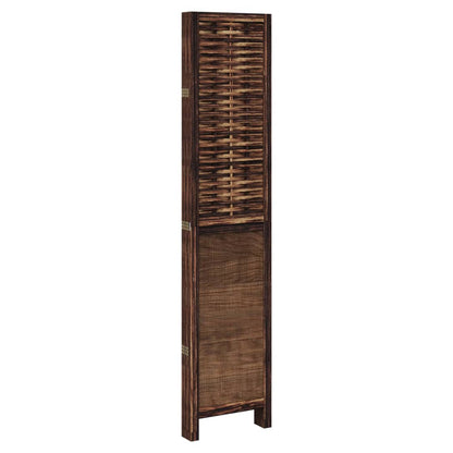 vidaXL Room Divider 5 Panels Dark Brown Solid Wood Paulownia