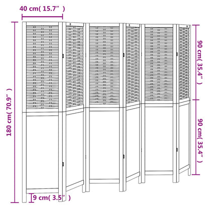 vidaXL Room Divider 6 Panels Dark Brown Solid Wood Paulownia