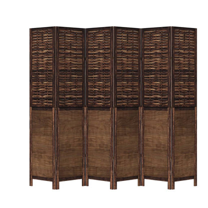 vidaXL Room Divider 6 Panels Dark Brown Solid Wood Paulownia