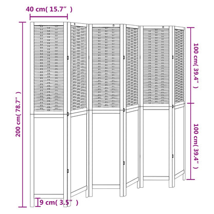 vidaXL Room Divider 6 Panels Dark Brown Solid Wood Paulownia