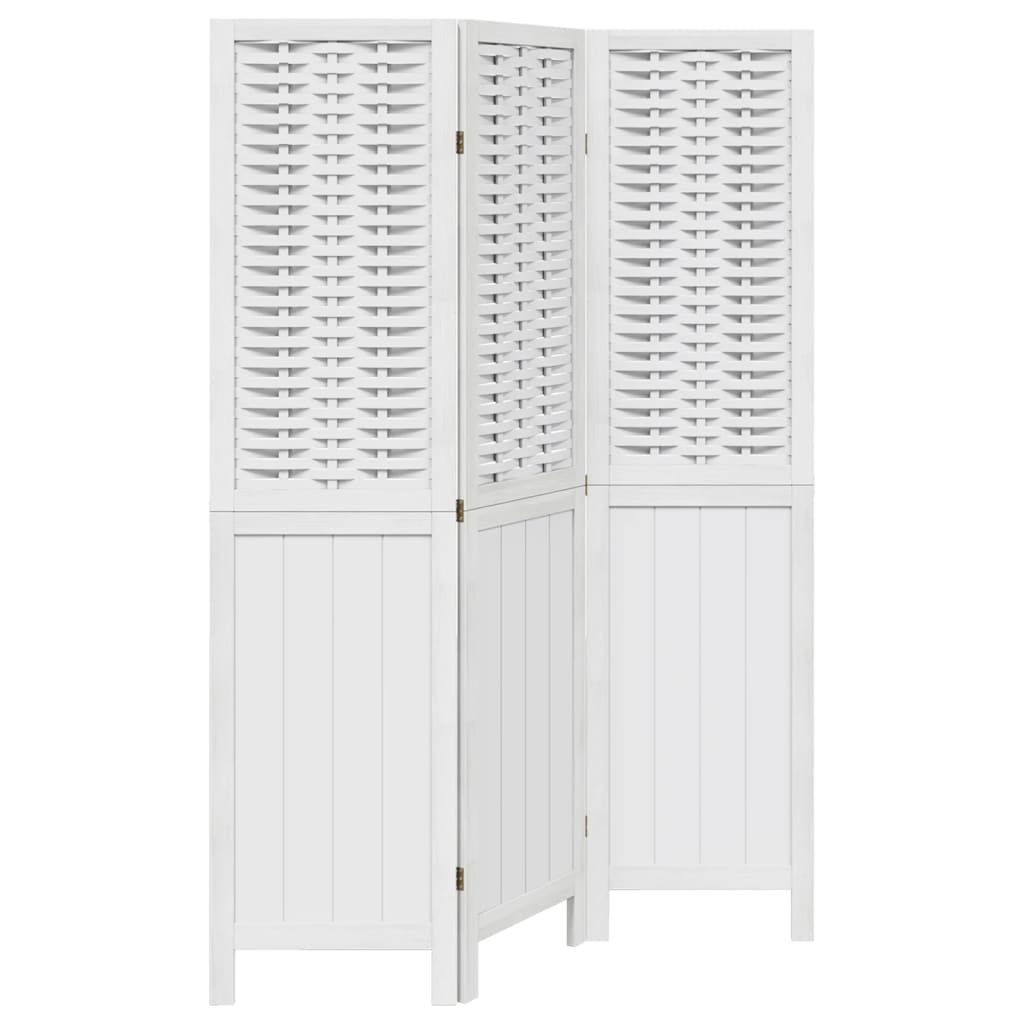 vidaXL Room Divider 3 Panels White Solid Wood Paulownia