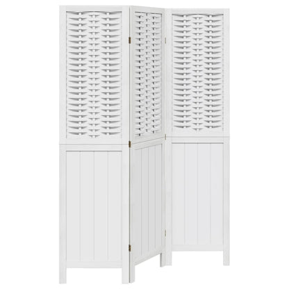 vidaXL Room Divider 3 Panels White Solid Wood Paulownia