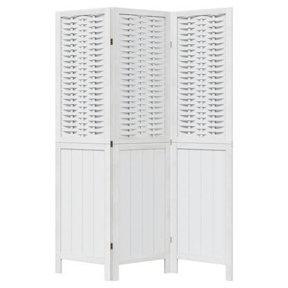 vidaXL Room Divider 3 Panels White Solid Wood Paulownia