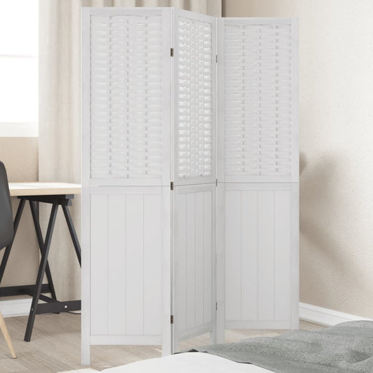 vidaXL Room Divider 3 Panels White Solid Wood Paulownia