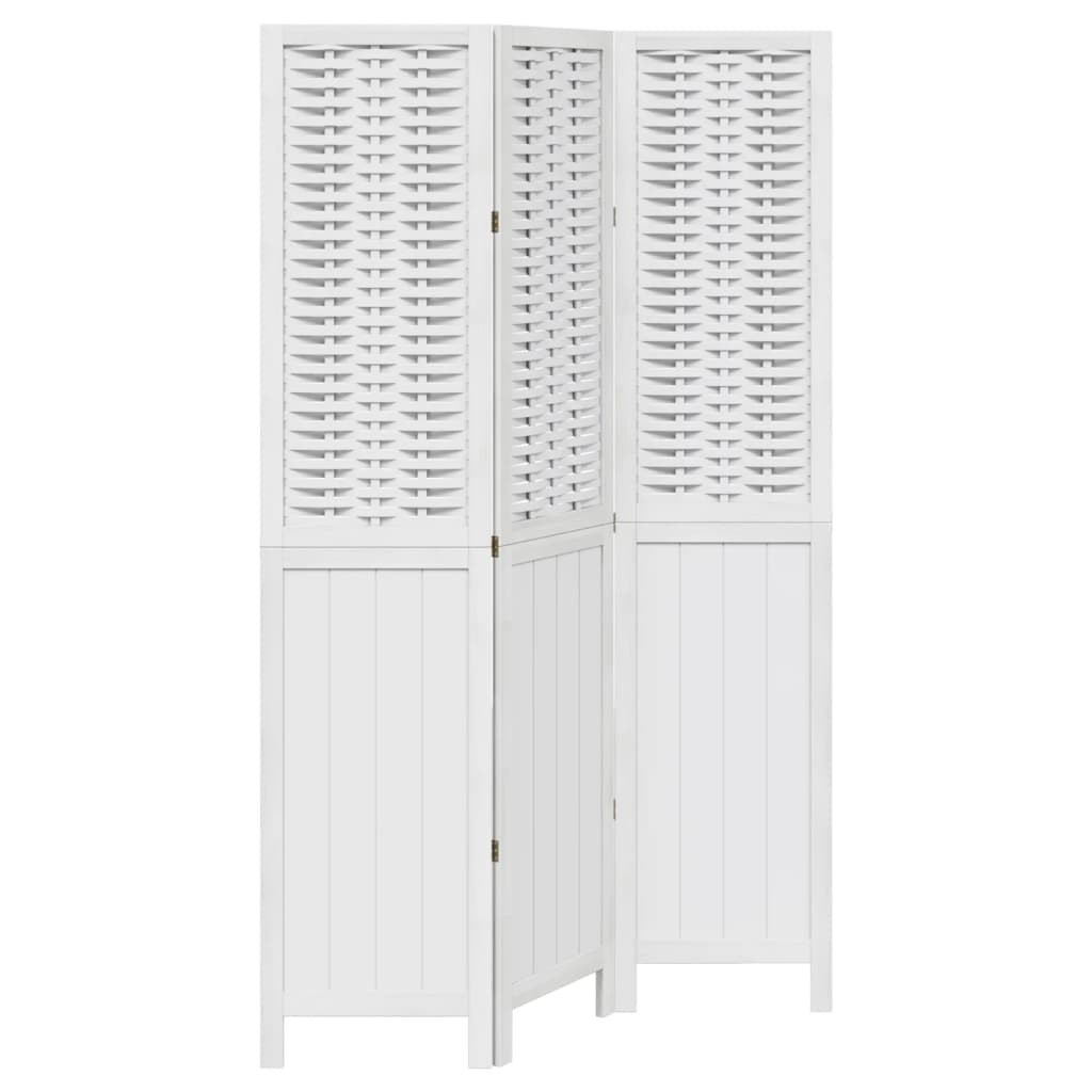 vidaXL Room Divider 3 Panels White Solid Wood Paulownia